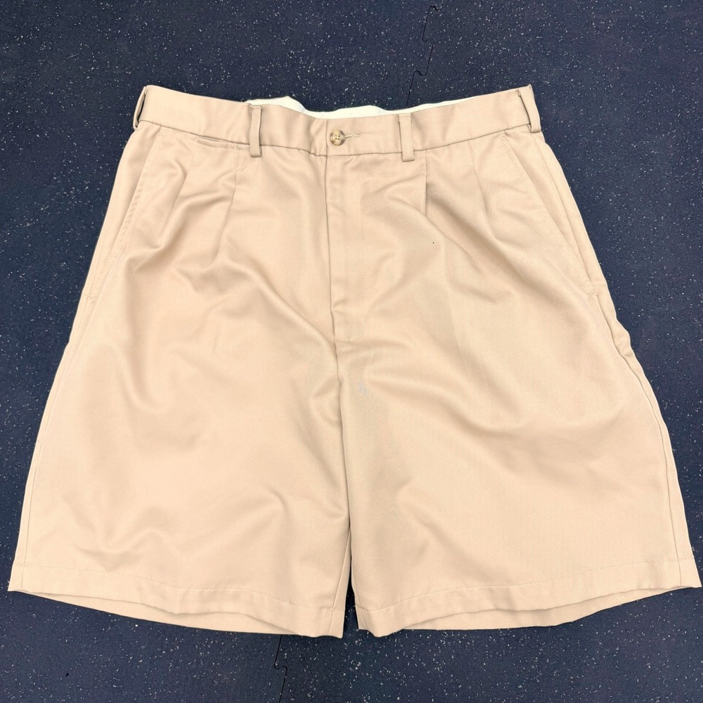 PGA Tour Golf Shorts Pleated Performance Preppy Classic Khaki Mens 36 Tan